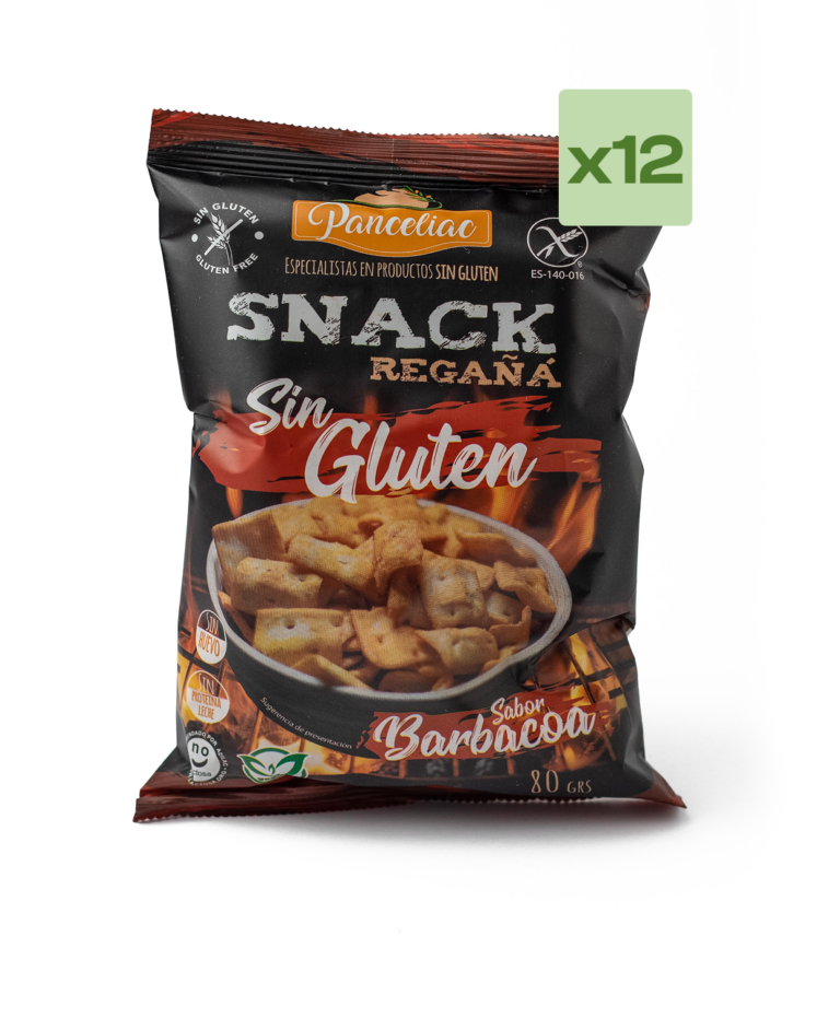 Regañá sabor BBQ sin gluten.<br> Caja 12uds x 80gr