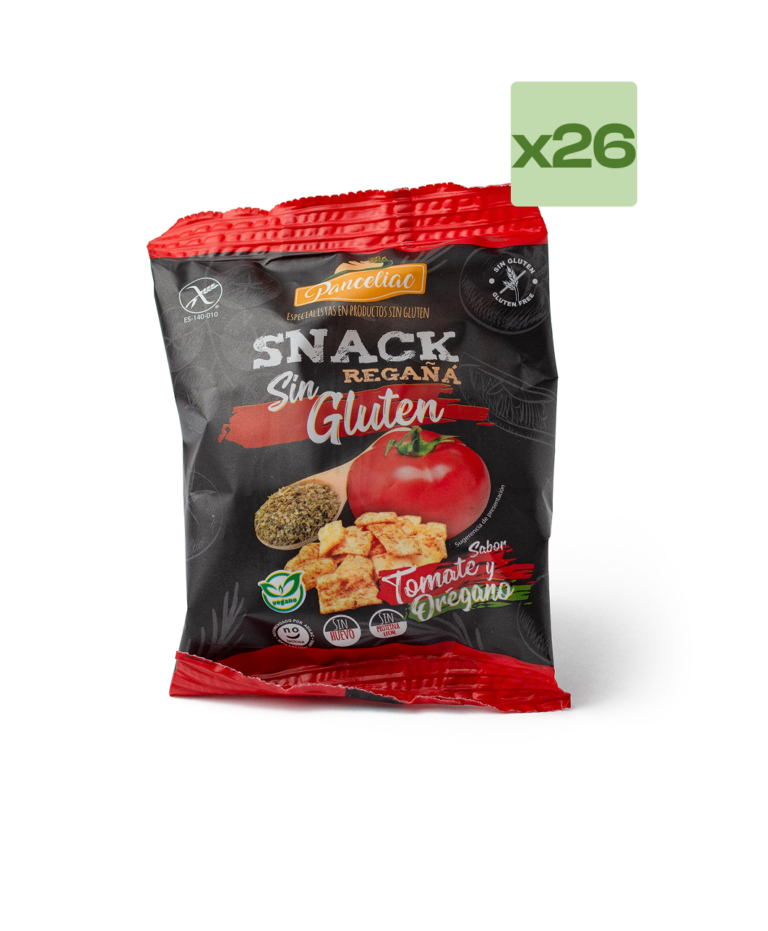 Regañá de tomate y orégano sin gluten.<br> Caja 26uds x 30gr